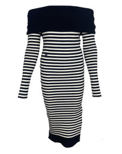 Céphée Kleid mit Ärmeln, klarer Schnitt und Rippstrick-Textur, französische Premiumqualität.