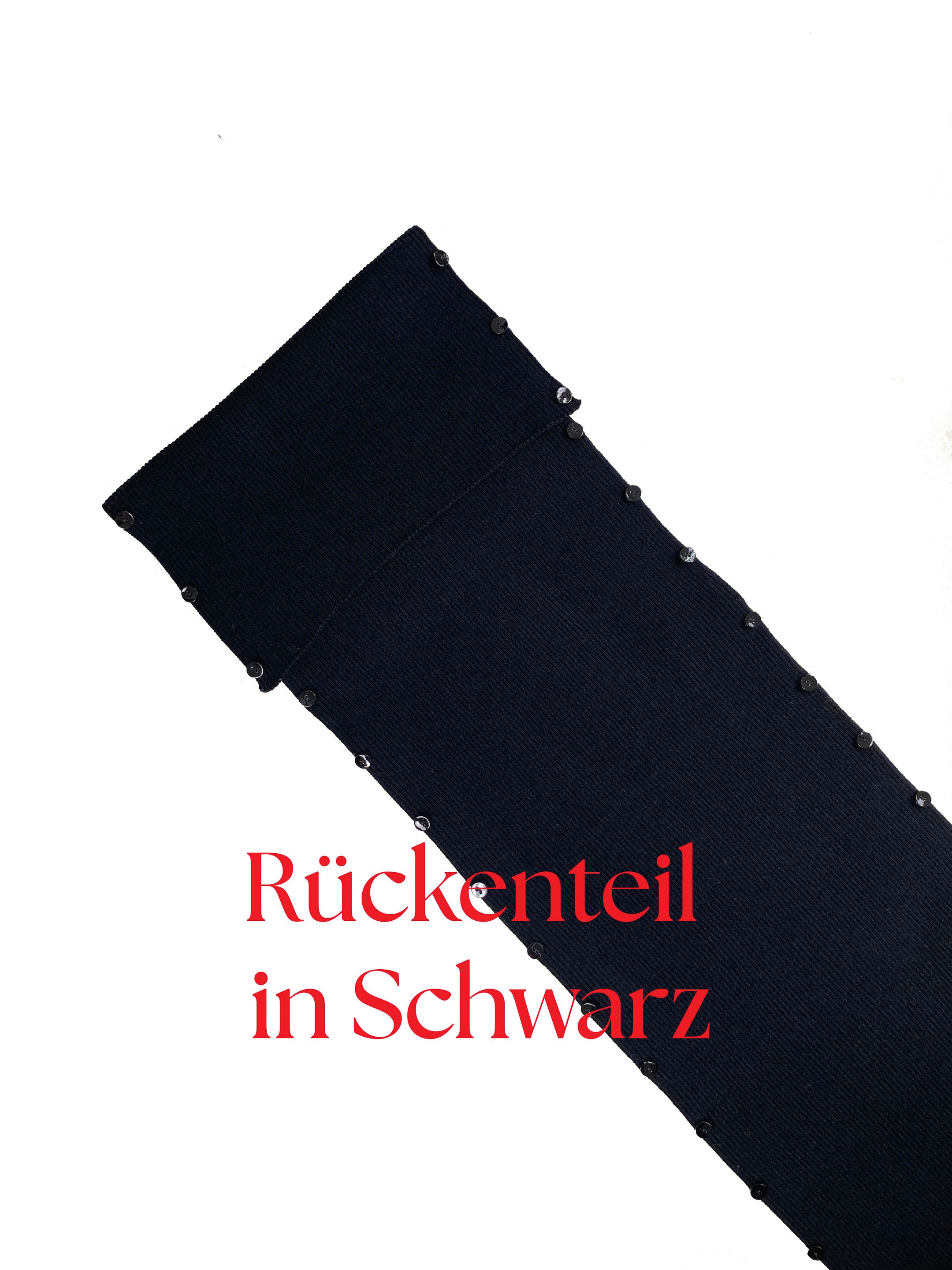 Schwarzes Rückenteil des Merinokleids Céphée – Detailansicht des feinen Rippstricks aus Merinowolle, made in France
