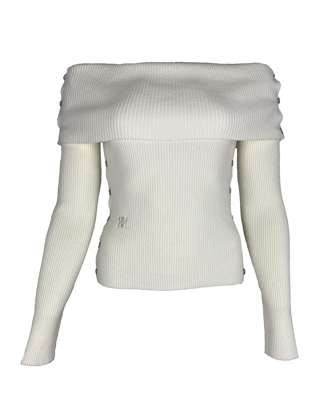 Merinopullover Céphée in Ecru mit langen Ärmeln – elegantes, vielseitiges Basic aus feiner, hochwertiger Merinowolle.